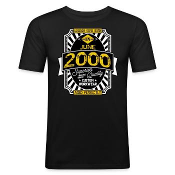 2000 JUNE - Men's Slim Fit T-Shirt - black - Front - Nik (191cm)