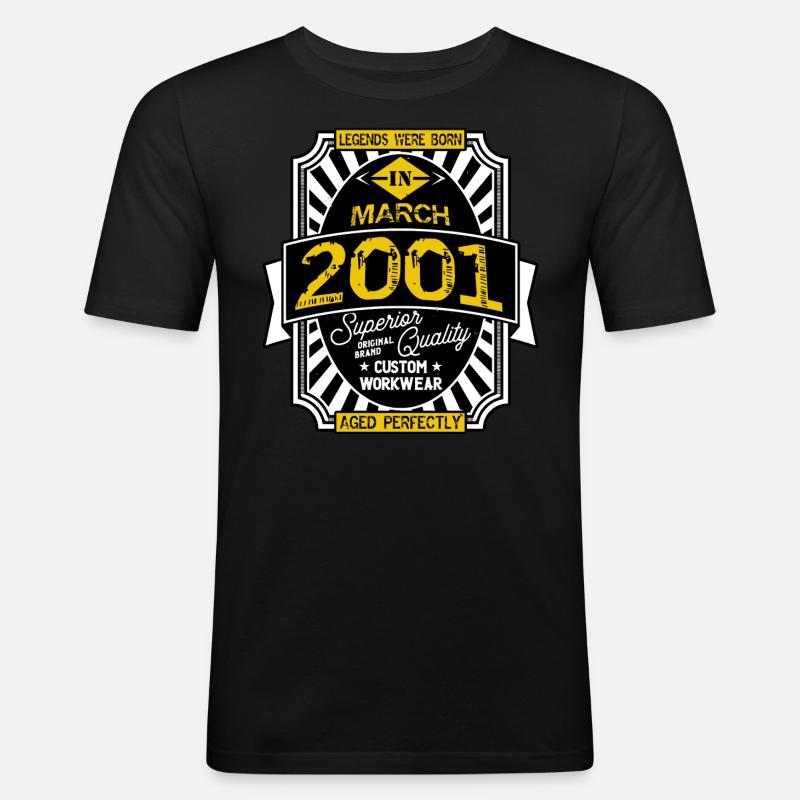 2001 MÄRZ - Männer Slim Fit T-Shirt - Schwarz
