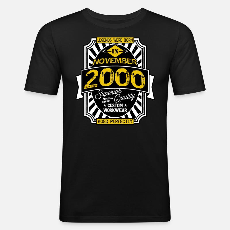 NOVEMBER 2000 - Männer Slim Fit T-Shirt - Schwarz