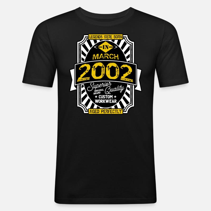 2002 MÄRZ - Männer Slim Fit T-Shirt - Schwarz