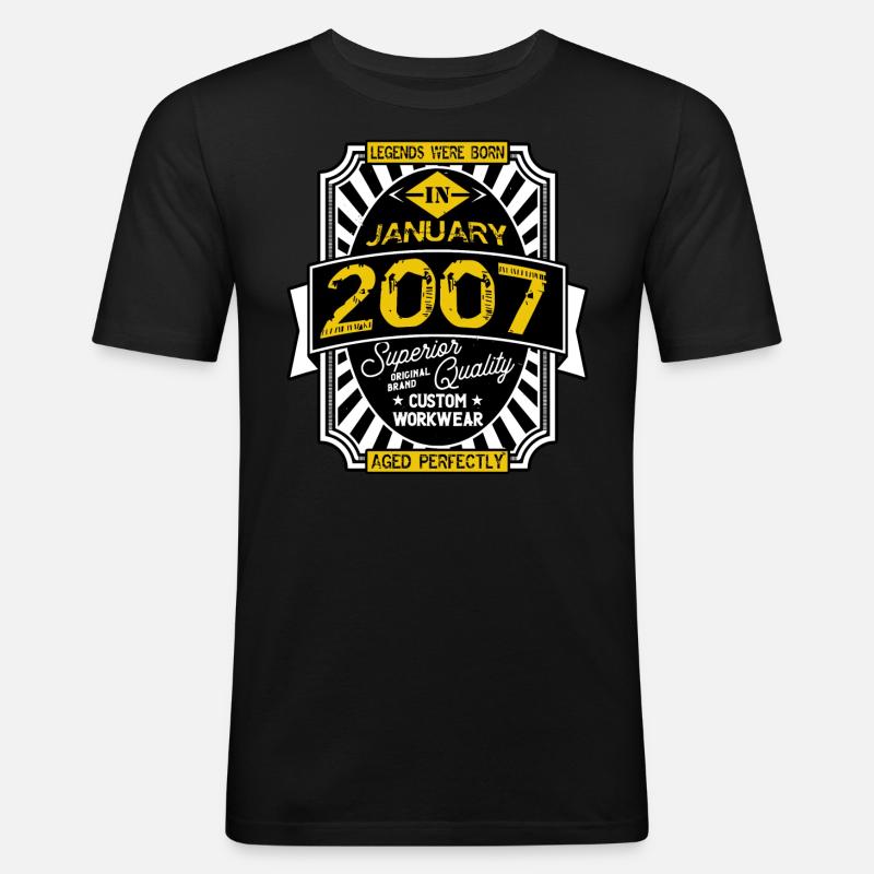 2007 JANUAR - Männer Slim Fit T-Shirt - Schwarz