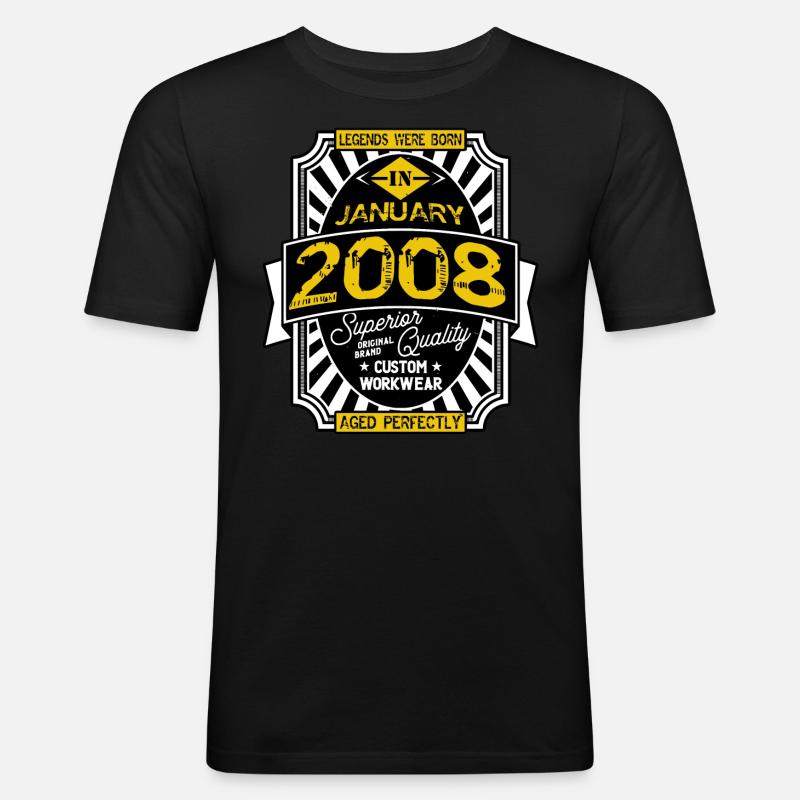 2008 JANUAR - Männer Slim Fit T-Shirt - Schwarz