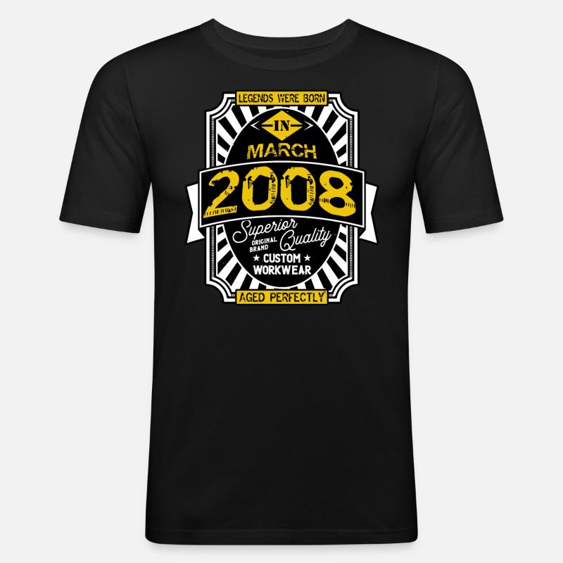 2008 MÄRZ - Männer Slim Fit T-Shirt - Schwarz