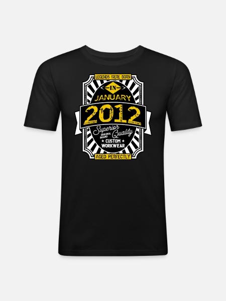 2012 JANUARY - T-shirt près du corps Homme - noir