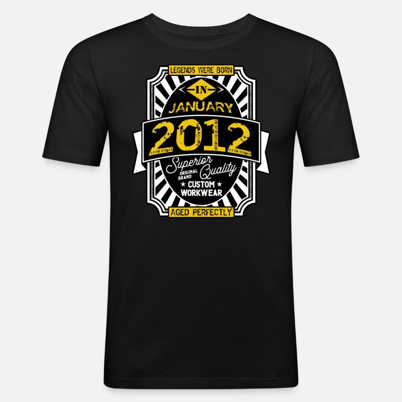 2012 JANUAR - Männer Slim Fit T-Shirt - Schwarz