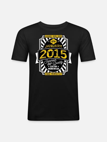 2015 JANUAR - Männer Slim Fit T-Shirt - Schwarz