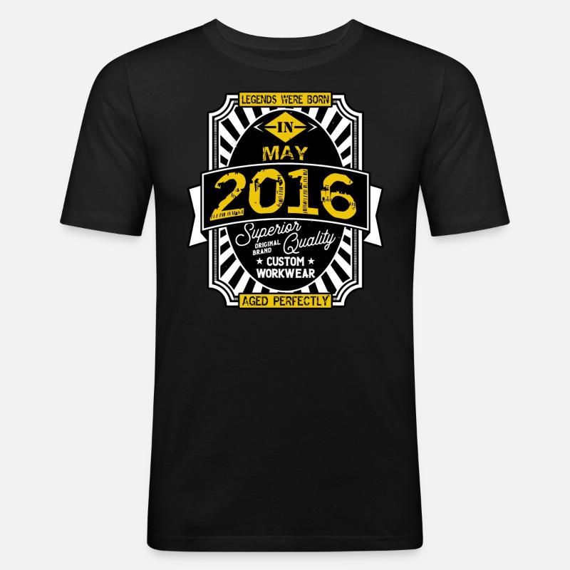 2016 MAI - Männer Slim Fit T-Shirt - Schwarz