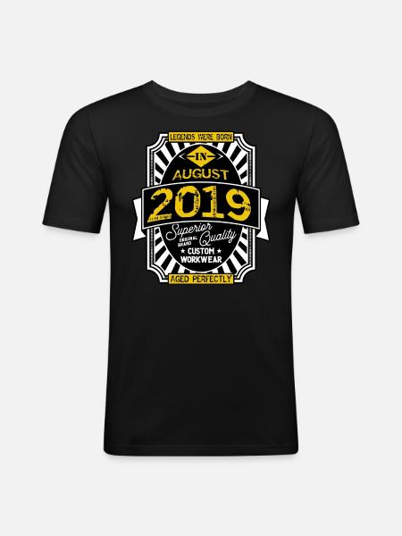 2019 AUGUST - T-shirt près du corps Homme - noir