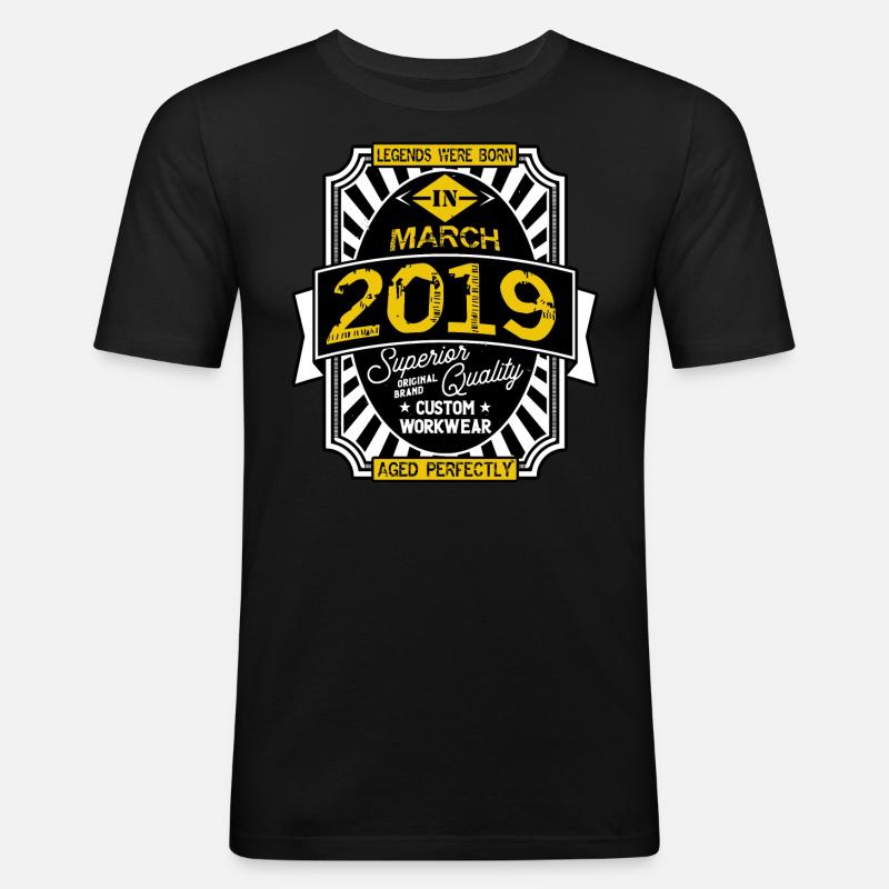 2019 MÄRZ - Männer Slim Fit T-Shirt - Schwarz