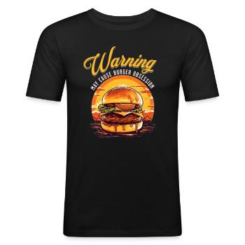 Burger en plein air Master Funny BBQ Grill - T-shirt près du corps Homme - noir - Devant - Nik (191cm)