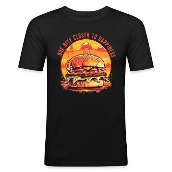 Grillade d’été Burger Lover BBQ Grill - T-shirt près du corps Homme - noir - Devant - Nik (191cm)