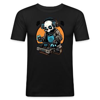 EDM Festival DJ Skeleton Rave - Men's Slim Fit T-Shirt - black - Front - Nik (191cm)