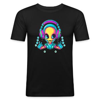 Raver Alien Drum and Bass Festival - T-shirt près du corps Homme - noir - Devant - Nik (191cm)