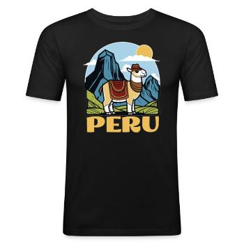 South America Lima Holiday Travel to Peru - Men's Slim Fit T-Shirt - black - Front - Nik (191cm)