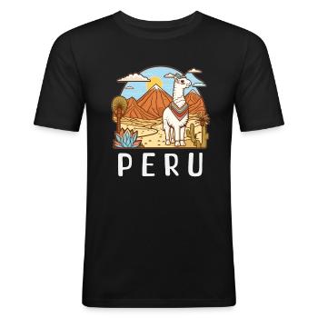 Alpaca Travel to Lima South America Peru - Men's Slim Fit T-Shirt - black - Front - Nik (191cm)