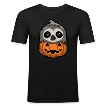 Cute Halloween Pumpkin Sloth Costume Funny - Männer Slim Fit T-Shirt - Schwarz - Vorne - Nik (191cm)