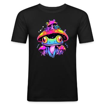 Techno Lover EDM Festival Trippy Rave - T-shirt près du corps Homme - noir - Devant - Nik (191cm)