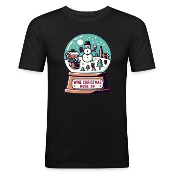 Vacances de ski d’hiver Amateurs de vin chaud amusants Weihn - T-shirt près du corps Homme - noir - Devant - Nik (191cm)