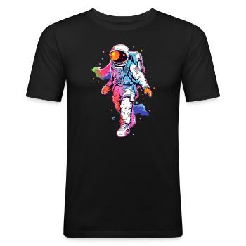Space Rave Trippy Festival psychédélique astronaute - T-shirt près du corps Homme - noir - Devant - Nik (191cm)
