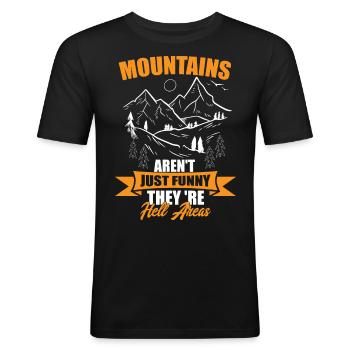 Les montagnes ne sont pas seulement des paysages, ce sont des zones d’enfer - T-shirt près du corps Homme - noir - Devant - Nik (191cm)