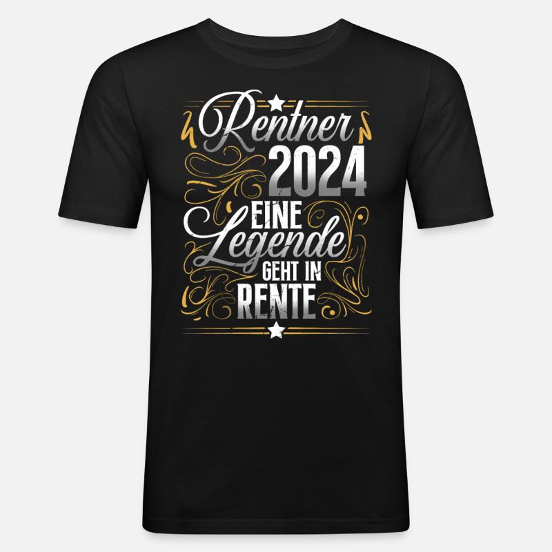 Rentner 2024 Rente - Männer Slim Fit T-Shirt - Schwarz