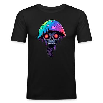 Festival Techno Chat Effrayant - T-shirt près du corps Homme - noir - Devant - Nik (191cm)
