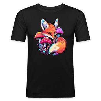 EDM Forest Festival Fox Lover Music Festival - Männer Slim Fit T-Shirt - Schwarz - Vorne - Nik (191cm)