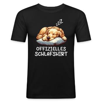 Offizielles Schlafshirt Golden Retriever Goldie - Männer Slim Fit T-Shirt - Schwarz - Vorne - Nik (191cm)