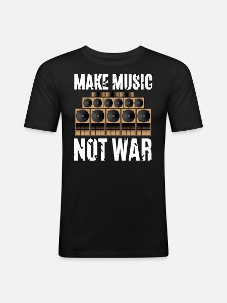 Make Music Not War - Männer Slim Fit T-Shirt - Schwarz