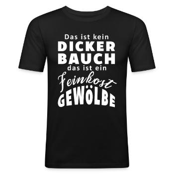 Fat belly feinkostgewoelbe fat funny saying g - Men's Slim Fit T-Shirt - black - Front - Nik (191cm)