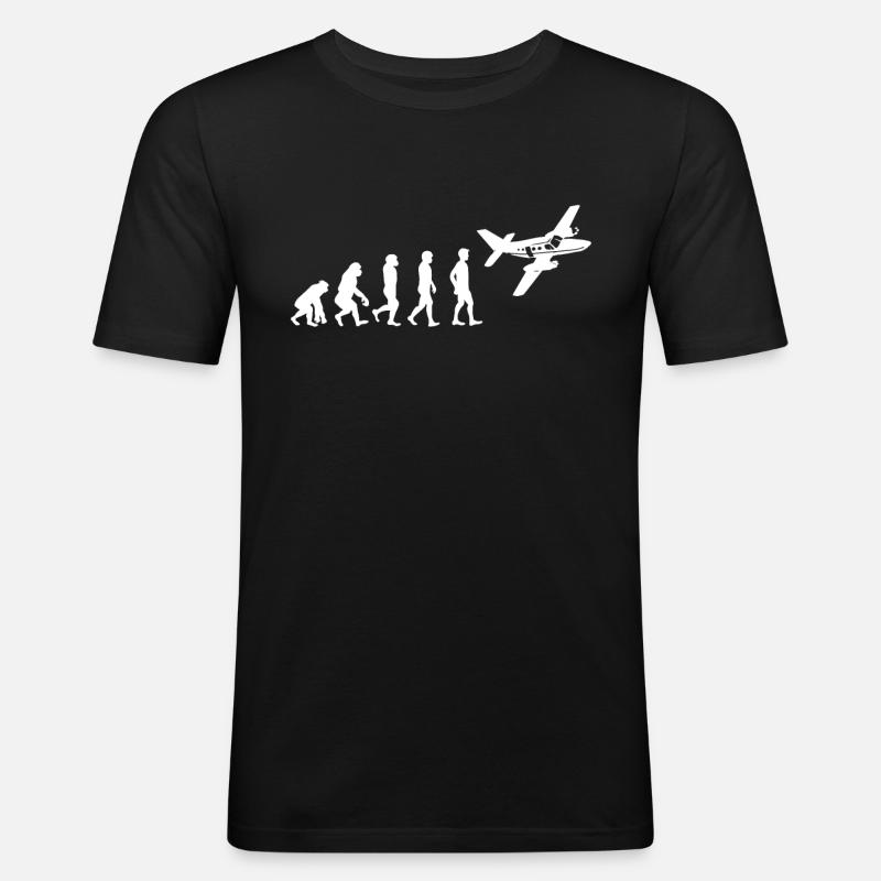 Evolution Airplane Pilot Pilot T-Shirt Gift - Men's Slim Fit T-Shirt - black