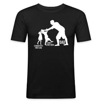 Vater und Sohn - Vater und Tochter Geschenk Papa - Männer Slim Fit T-Shirt - Schwarz - Vorne - Nik (191cm)