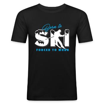 Nato per sciare per lavorare t-shirt sciatore - Maglietta aderente da uomo - nero - Fronte - Nik (191cm)