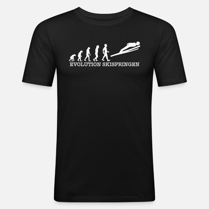 Evolution Skispringen T-Shirt Geschenk Skispringer - Männer Slim Fit T-Shirt - Schwarz