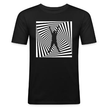 Illusion Optical Illusion T-Shirt Funny 3D - Men's Slim Fit T-Shirt - black - Front - Nik (191cm)