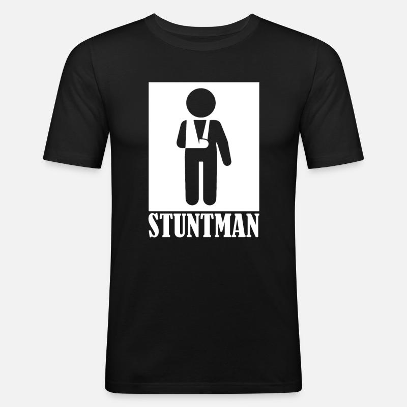 Stuntman Arm Bruch Knochenbruch - Männer Slim Fit T-Shirt - Schwarz