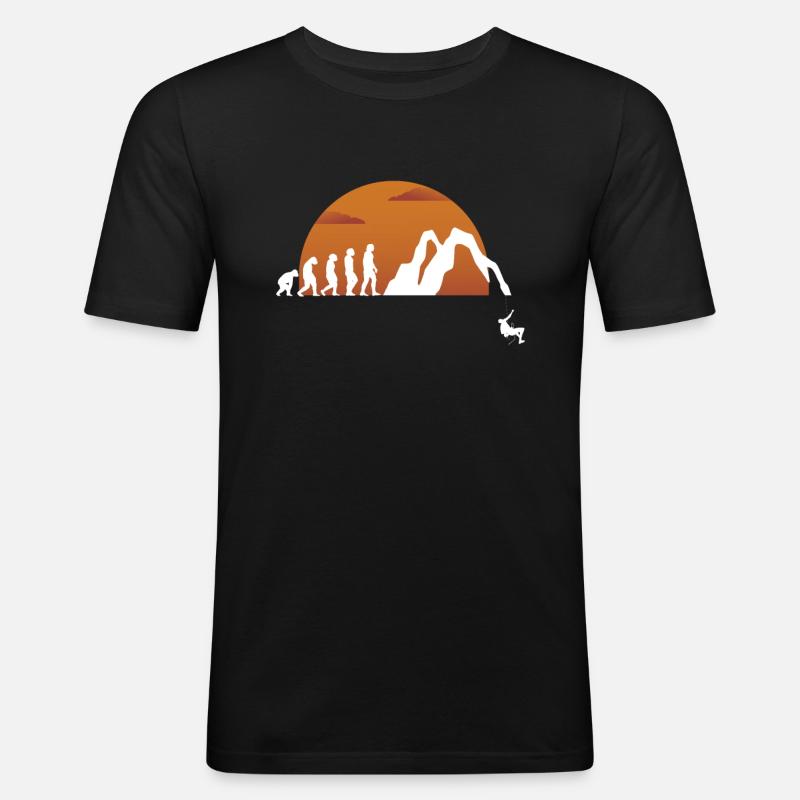 Evolution Höhlenforscher Geschenk - Männer Slim Fit T-Shirt - Schwarz