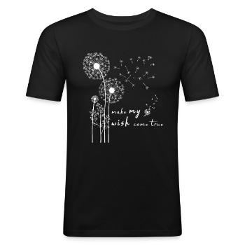 Pusteblume Blumenmotiv Glücksbringer - Männer Slim Fit T-Shirt - Schwarz - Vorne - Nik (191cm)