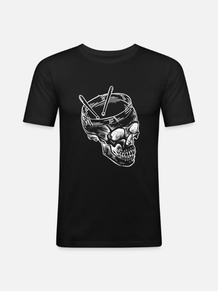 Skull Skull Drummer Drummer - Men's Slim Fit T-Shirt - black