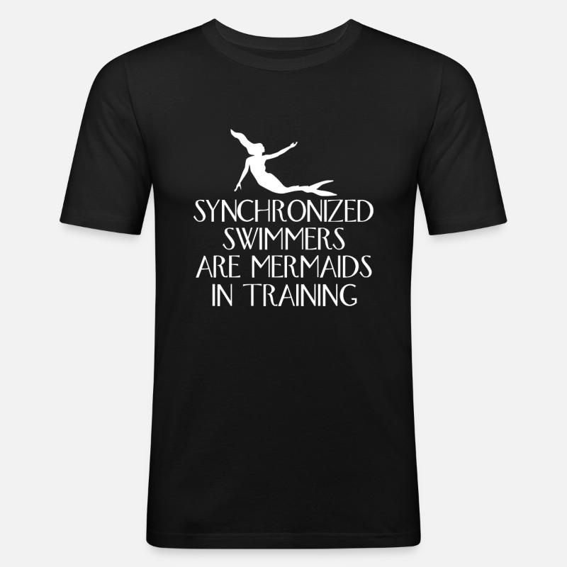 Synchronized Swimmers Are Mermaids - Männer Slim Fit T-Shirt - Schwarz