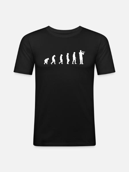 Evolution Flute Player Gift - Men's Slim Fit T-Shirt - black