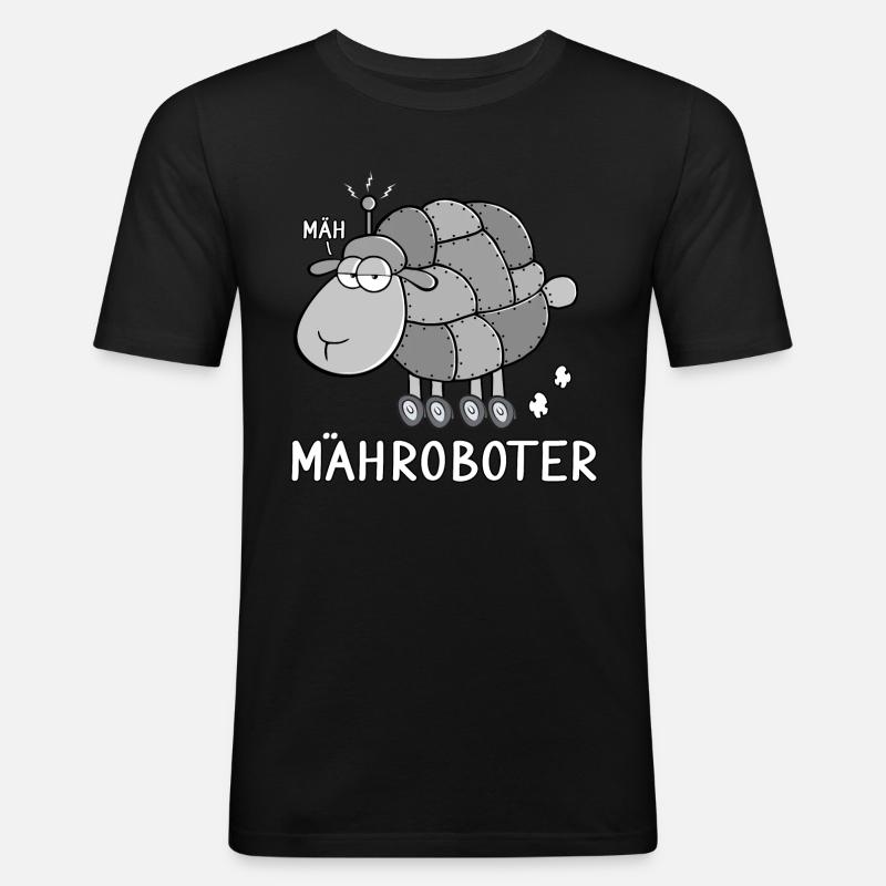 Mähroboter - Männer Slim Fit T-Shirt - Schwarz