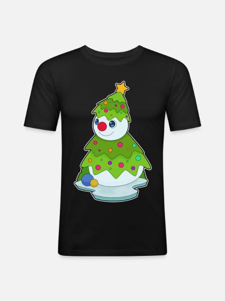 Snowman Christmas Christmas Tree - Men's Slim Fit T-Shirt - black