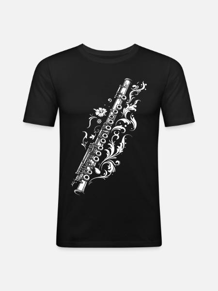 Flute Drawing - Men's Slim Fit T-Shirt - black