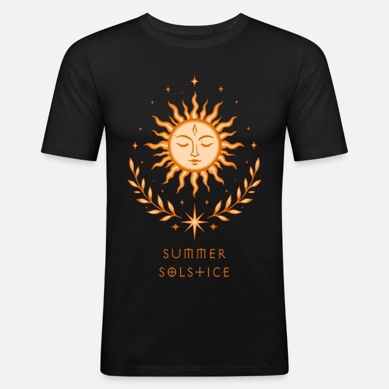 Summer Solstice Sonne – Boho Symbol - Männer Slim Fit T-Shirt - Schwarz