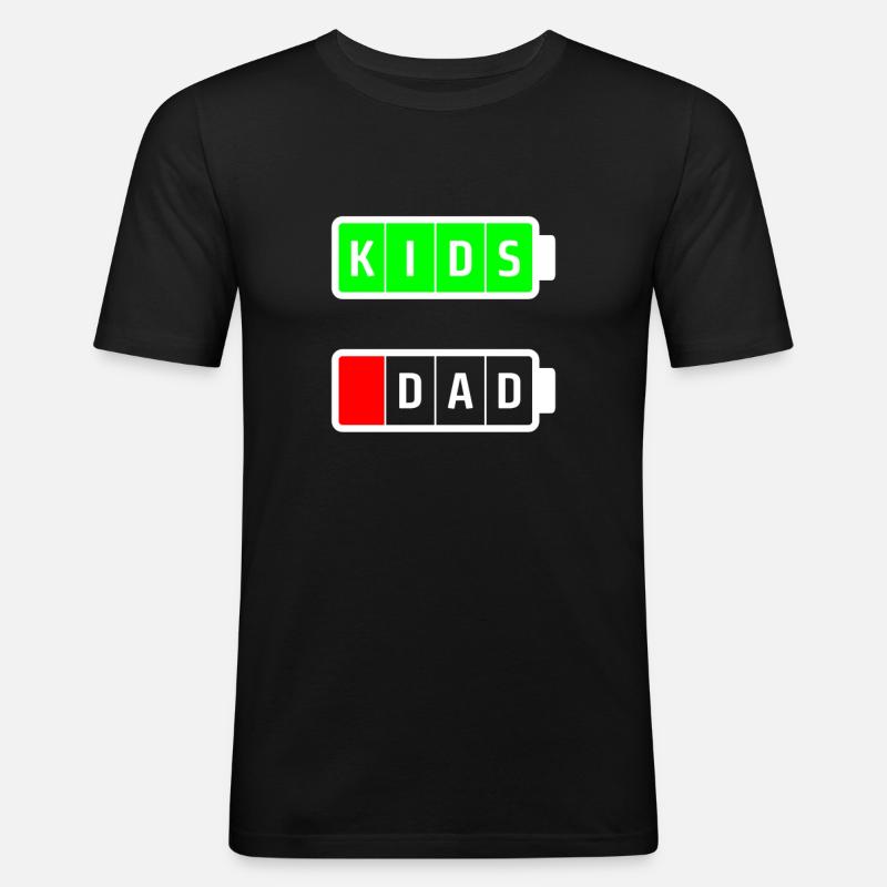 dad kids white - Männer Slim Fit T-Shirt - Schwarz