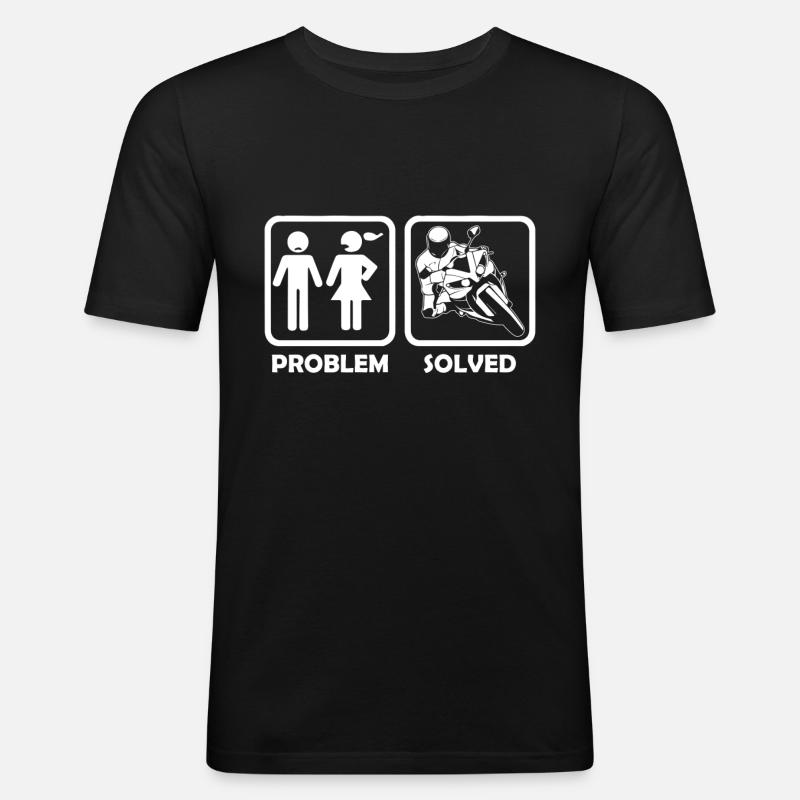 motorcycle superbike problem solution - Männer Slim Fit T-Shirt - Schwarz