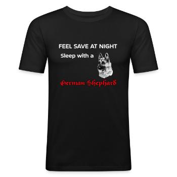 Deutscher Schäferhund - Männer Slim Fit T-Shirt - Schwarz - Vorne - Nik (191cm)
