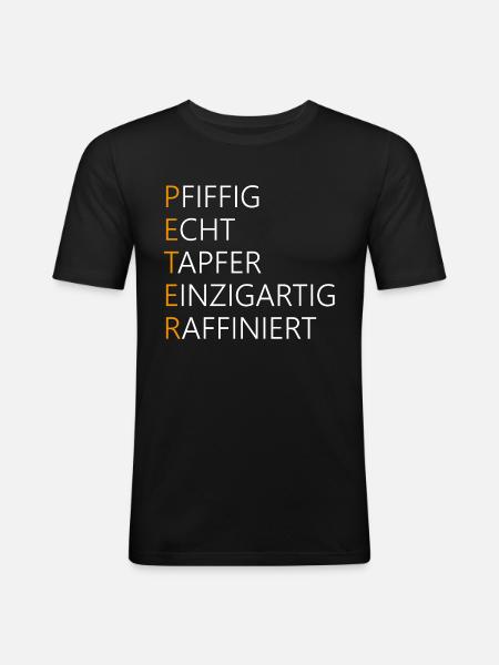 Peter Name Geschenk - Männer Slim Fit T-Shirt - Schwarz