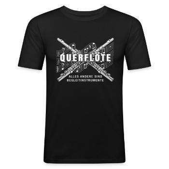 Flûte traversière flûte flûte joueur T-shirt cadeau - T-shirt près du corps Homme - noir - Devant - Nik (191cm)
